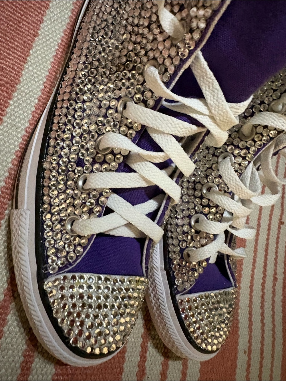 Converse Purple Rhinestone High-Top Sneakers for Women - Picture 8 of 9